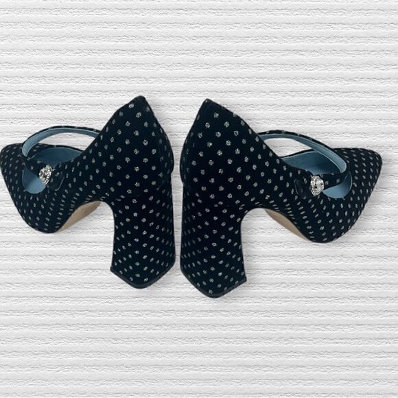 Kate Spade Black Velvet & Silver Accent Maren Mary Jane Heels Sz 6.5 NWB - Picture 6 of 7